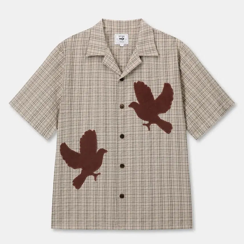 [BUNJANG] Yisang Paradise Birds Open Collar Check Shirt / [1] 이상 파라다이스 birds open collar check shirt yisang 리조트 셔츠 체크셔츠
