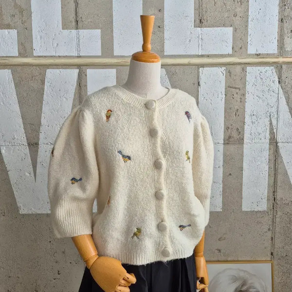 [BUNJANG] Zara Embroidered Loose Fit Knit Cardigan / 행사5)자라 루즈핏 새자수 니트가디건