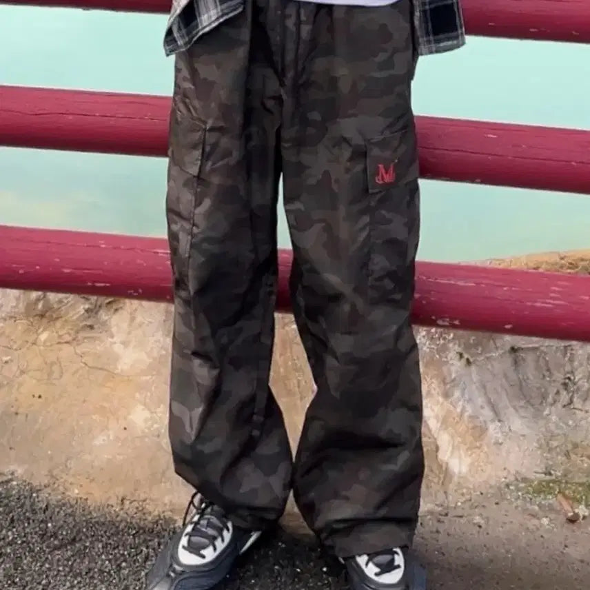 [BUNJANG] Musent Creep Camo Poly Cargo Pants Khaki Unisex / 무센트 크리프 카모 폴리 카고 팬츠 카키 남녀공용 사이즈