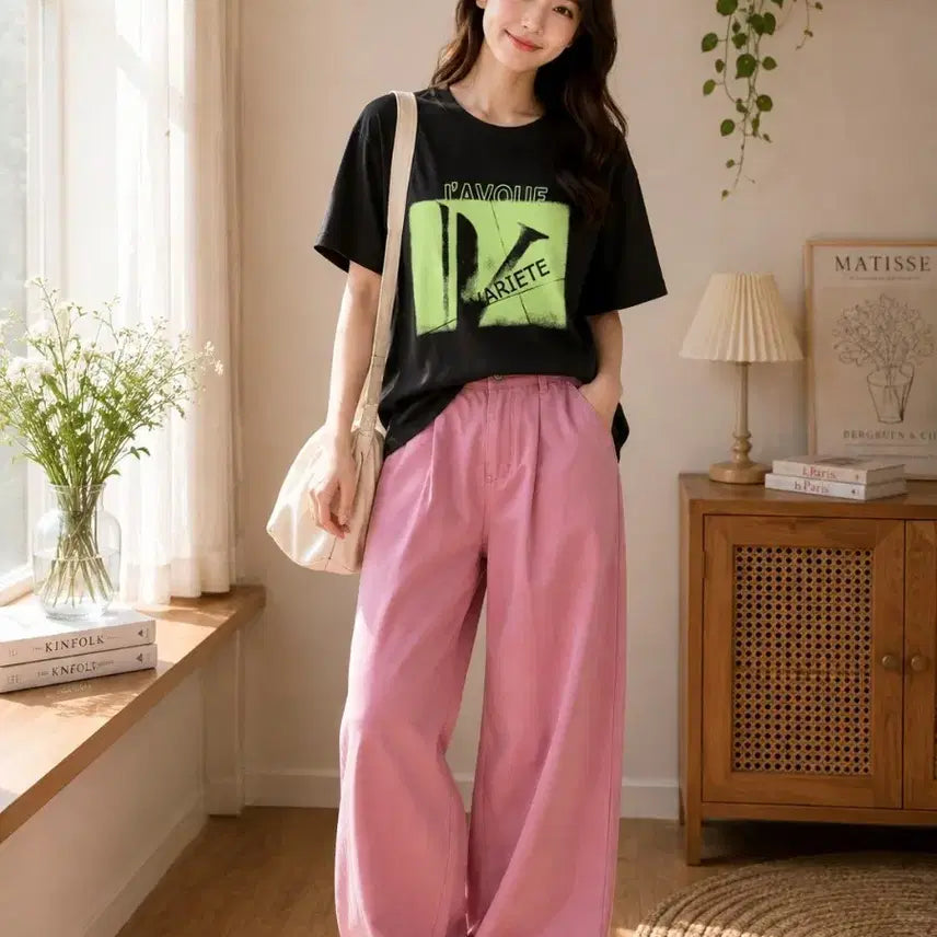 [BUNJANG] Black Graphic Short Sleeve T-Shirt / 블랙 그래픽 반팔 티셔츠