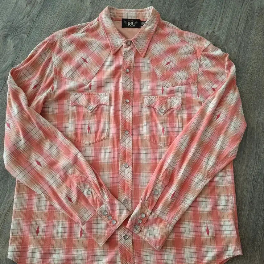[BUNJANG] RRL Navajo Pattern Plaid Jersey Western Shirt Pink Check XL / XL RRL 나바호 패턴 플래드 저지 웨스턴 셔츠 핑크 체크