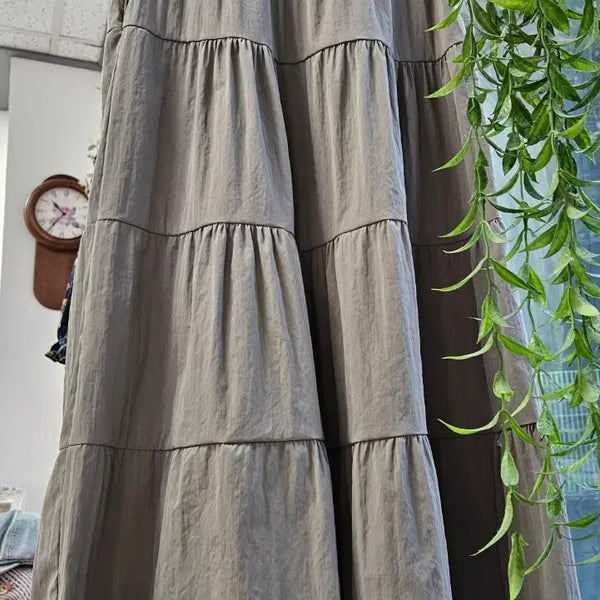 [BUNJANG] Khaki Ruffled Banding Long Skirt / [새상품]바스락 카키색 캉캉 밴딩 스커트