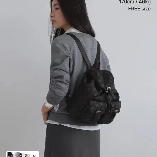 [BUNJANG] Musinsa Standard Women's Polka Dot Mini Backpack Black / 무신사 스탠다드 우먼 폴카 도트 미니 백팩 블랙