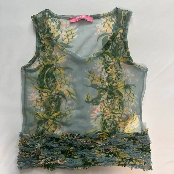 [BUNJANG] JUNYA WATANABE AD2002 Sheer Floral Shirring Top / 희귀 아카이브 | JUNYA WATANABE AD2002 시스루 플로럴 셔링 탑