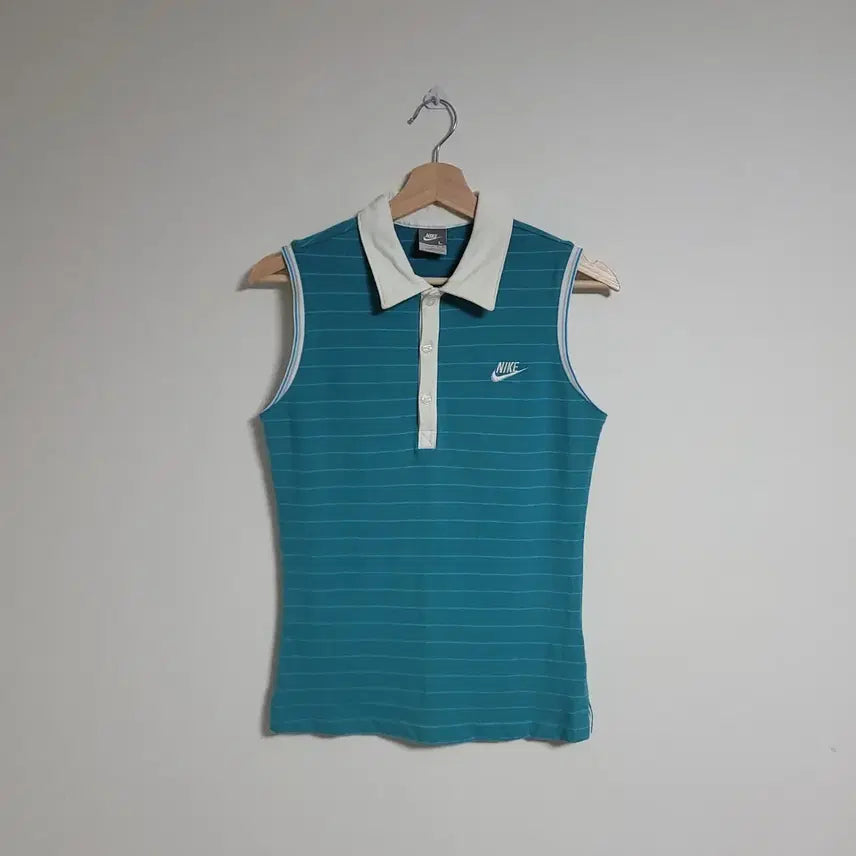 [BUNJANG] Nike Blue Stripe Sleeveless Polo Shirt (L) / (L) NIKE 나이키 민소매 카라티 블루 스트라이프 올드스쿨