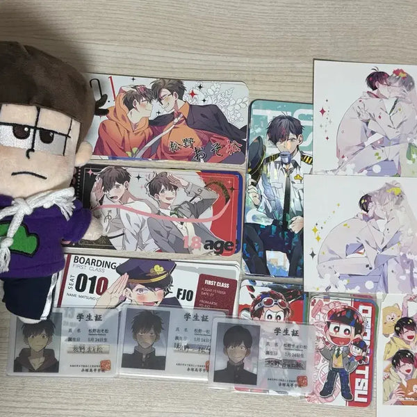 [BUNJANG] Osomatsu-san Student ID Card Set / (일괄/3일만)오소마츠상 학생증 인형 카드텍 포카 엽서팔아요