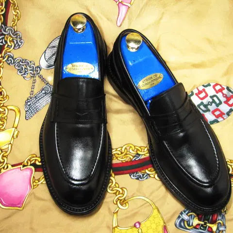 [BUNJANG] LORENZO BANFI Italian Black Calfskin U-Tip Penny Loafers EU 41 / 이태리명품 로렌조 반피 블랙 카프스킨 U팁 페니로퍼 260