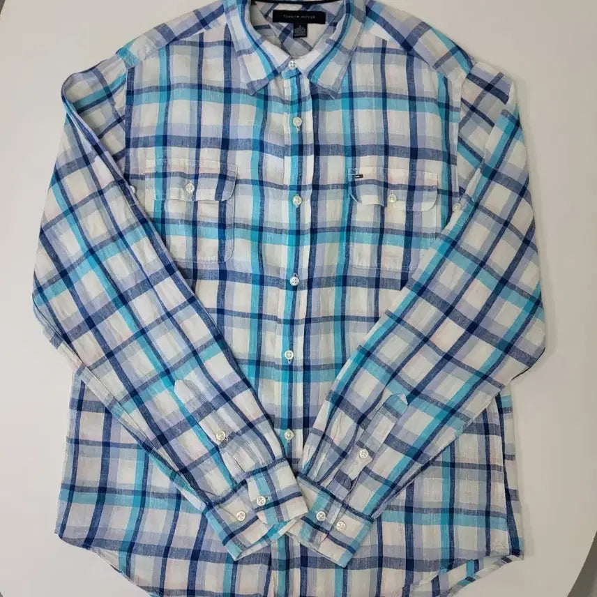 [BUNJANG] Tommy Hilfiger Linen Check Shirt - Size M / 타미  린넨체크 셔츠 M