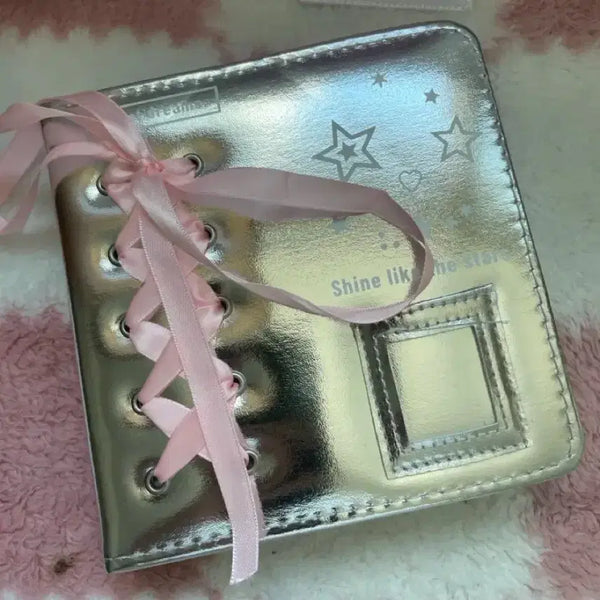 [BUNJANG] A7 6-Ring Binder with Silver Ribbon / 6공 A7 실버 리본 바인더 마카롱바인더