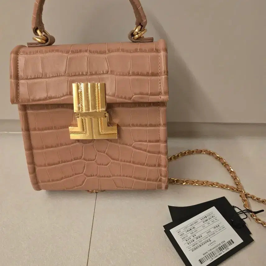 [BUNJANG] Hansem Lanvin Cherry Bag Pink Crocodile Pattern Tote Bag / 한섬 랑방 체리백 핑크 악어무늬 토트백 새상품