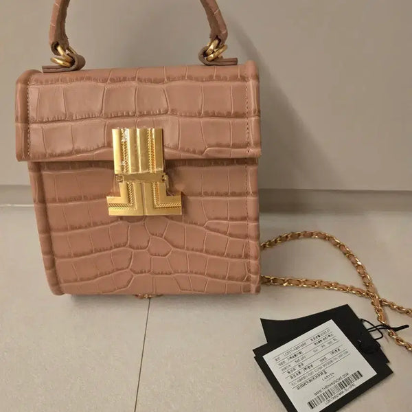 [BUNJANG] Hansem Lanvin Cherry Bag Pink Crocodile Pattern Tote Bag / 한섬 랑방 체리백 핑크 악어무늬 토트백 새상품