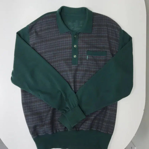 [BUNJANG] Yves Saint Laurent Check Collar Knit / 입생로랑 체크  카라 니트105