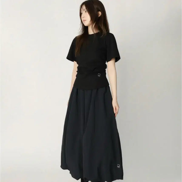 [BUNJANG] Rirare Cloudy Nylon Skirt Free Size Black / 리아이 클라우디 나일론 스커트 FREE
