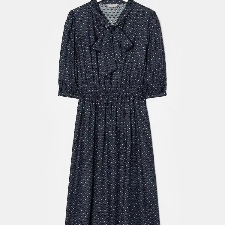 [BUNJANG] Beanpole Ladies Pattern Ribbon Neck One-Piece Dress / 빈폴레이디스  패턴 리본 넥 원피스