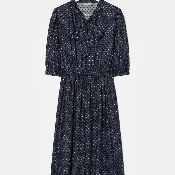 [BUNJANG] Beanpole Ladies Pattern Ribbon Neck One-Piece Dress / 빈폴레이디스  패턴 리본 넥 원피스