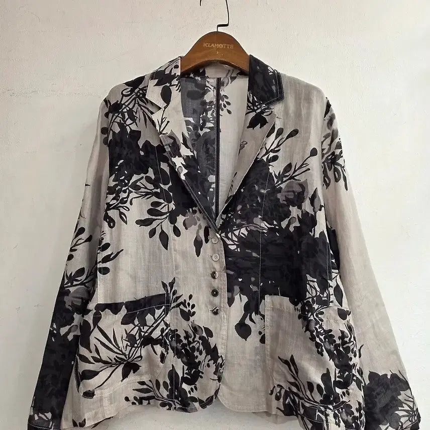 [BUNJANG] Lightweight Ink Wash Pattern Jacket / 새제품 면마 가벼운 수묵화 패턴 자켓 66 77