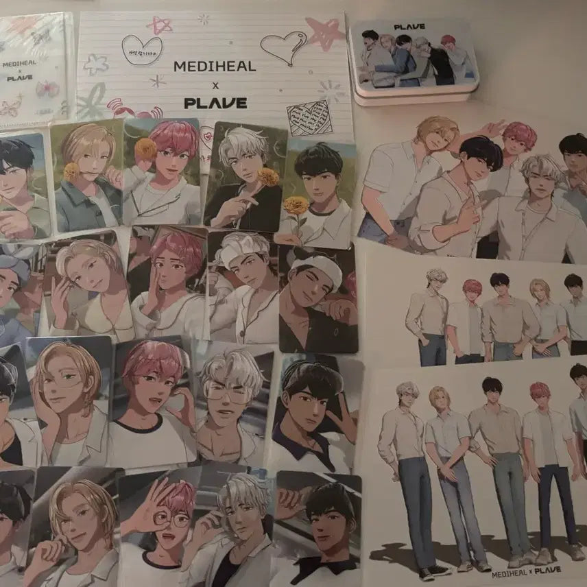 [BUNJANG] PLAVE x Mediheal Photocard Set (Goggle/Glasses) / 플레이브 메디힐 팝업 2차 포카 메리골드 5종, 3차 헤어밴드 5종, 고글 안경포카 포토카드 10종, 아크릴스탠드, 리미티드에디션 콜라보 패드