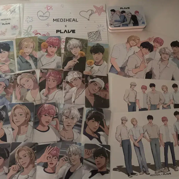 [BUNJANG] PLAVE x Mediheal Photocard Set (Goggle/Glasses) / 플레이브 메디힐 팝업 2차 포카 메리골드 5종, 3차 헤어밴드 5종, 고글 안경포카 포토카드 10종, 아크릴스탠드, 리미티드에디션 콜라보 패드