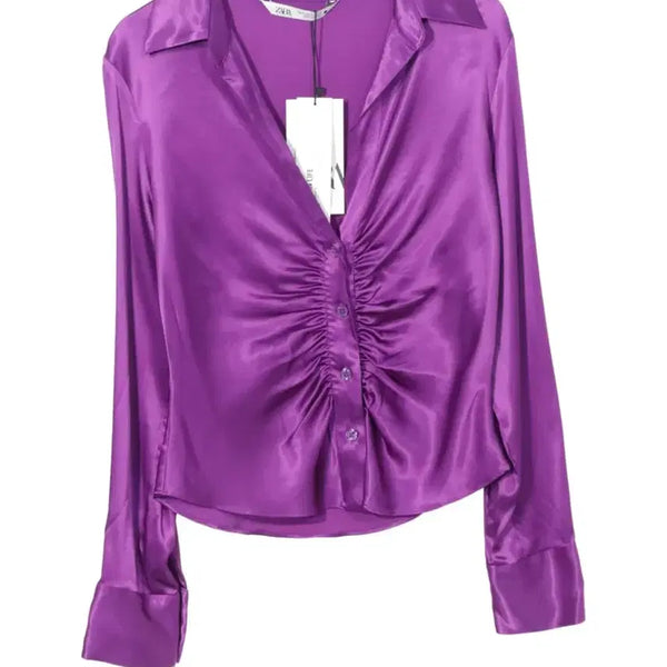 [BUNJANG] Zara Satin Shirring Blouse (New) / 자라 새틴 셔링 블라우스 (시착만 해본 새상품)
