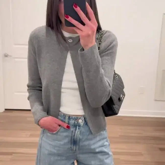 [BUNJANG] Zara Metal Button Cardigan (Gray) / Zara 자라 메탈버튼 가디건 (그레이)