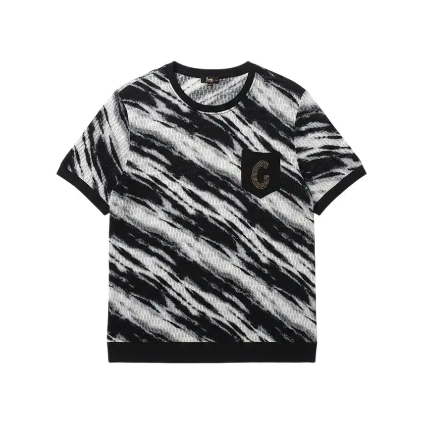 [BUNJANG] Women's Zebra Pattern Relaxed Fit Short Sleeve T-Shirt / 여성F/ 지브라패턴 루즈핏 반팔티셔츠 37-138