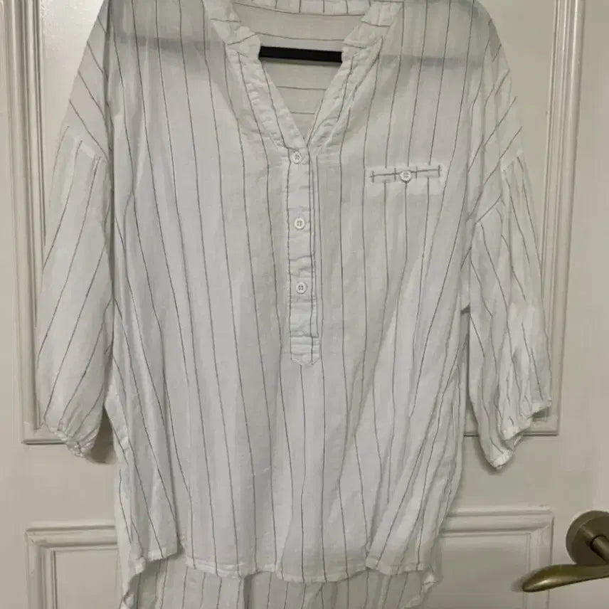 [BUNJANG] White Striped Shirt / 화이트 스트라이프 셔츠