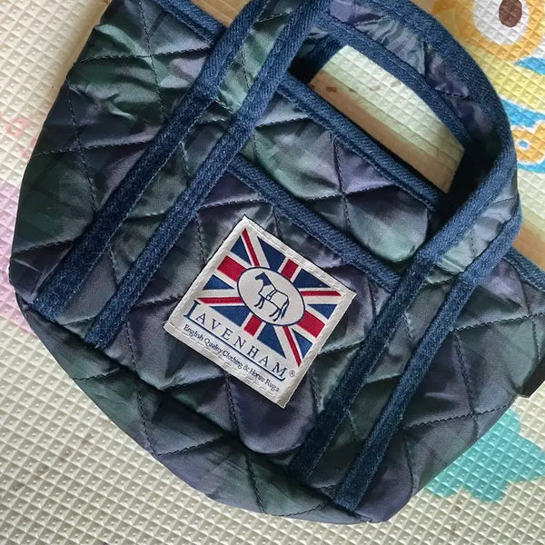 [BUNJANG] Lavenham Black Watch Pattern Quilted Tote Bag / 라벤햄 블랙워치 패턴 누빔 가방