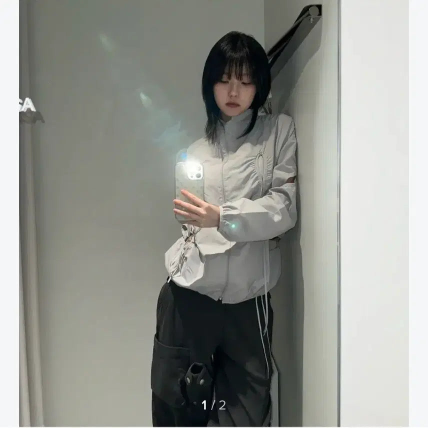 [BUNJANG] Strap Wide Cargo Pants Charcoal / 새상품)나체 스트랩 와이드 카고팬츠 차콜