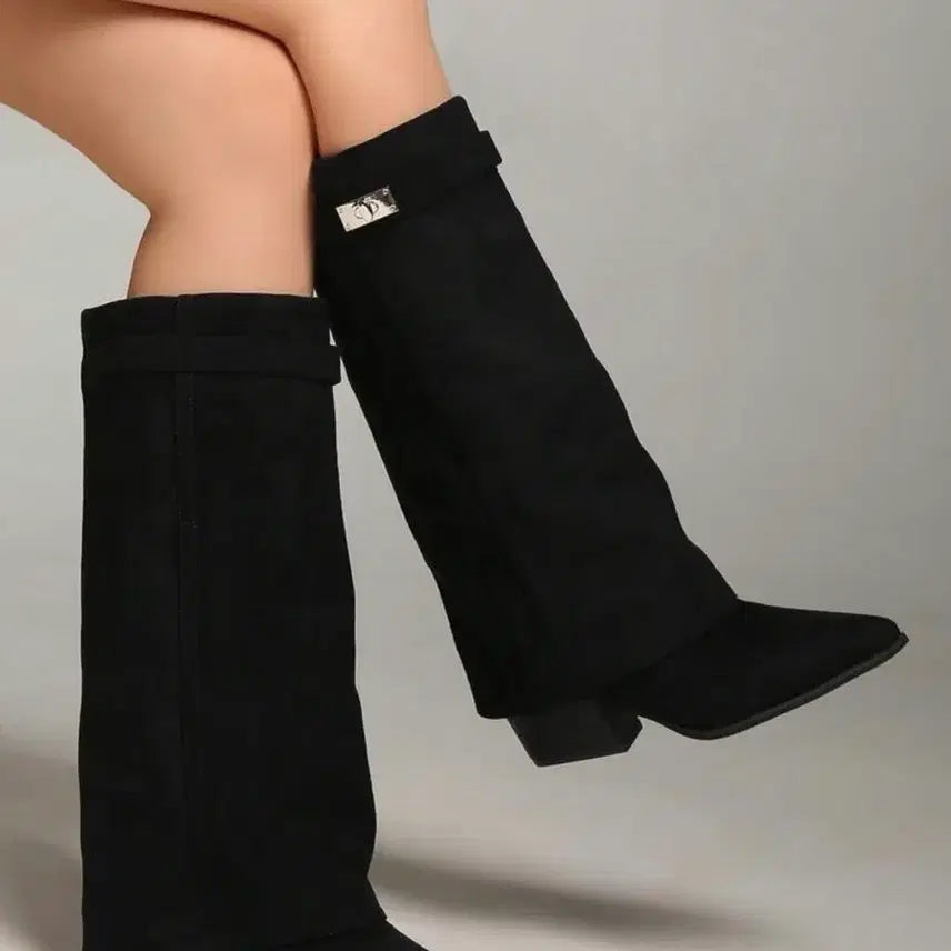 [BUNJANG] Black Suede Long Boots / 블랙 스웨이드 롱부츠
