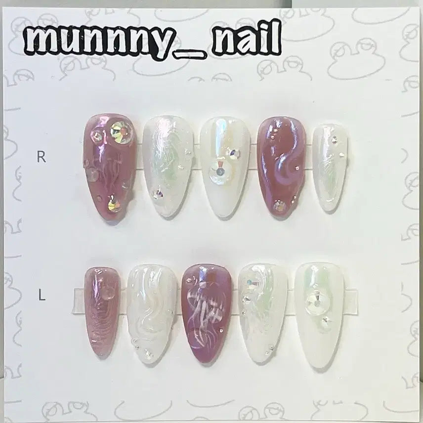 [BUNJANG] Handmade Nail Tips - Coral & Jellyfish Design / 수제네일팁 (15번)