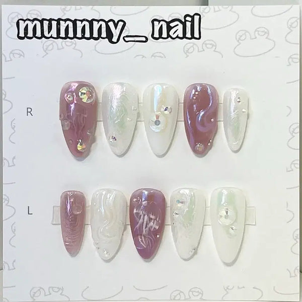 [BUNJANG] Handmade Nail Tips - Coral & Jellyfish Design / 수제네일팁 (15번)