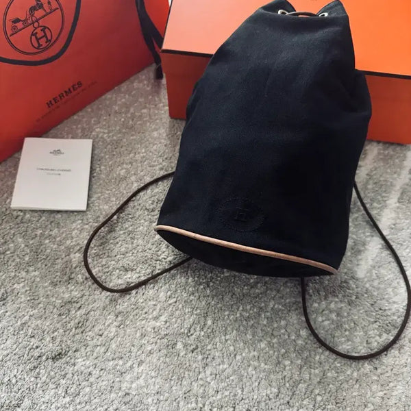 [BUNJANG] Hermes Black Canvas PoloShion Backpack Tote / 정품 에르메스 백팩 폴로숑미밀