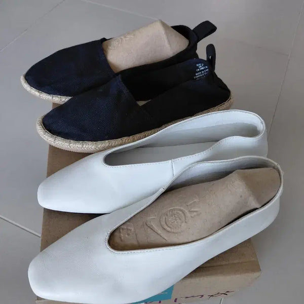 [BUNJANG] H&M Black Espadrilles & Zara White Flats Set / H&M 블랙/ZARA 화이트 뮬 2종 일괄(새상품)