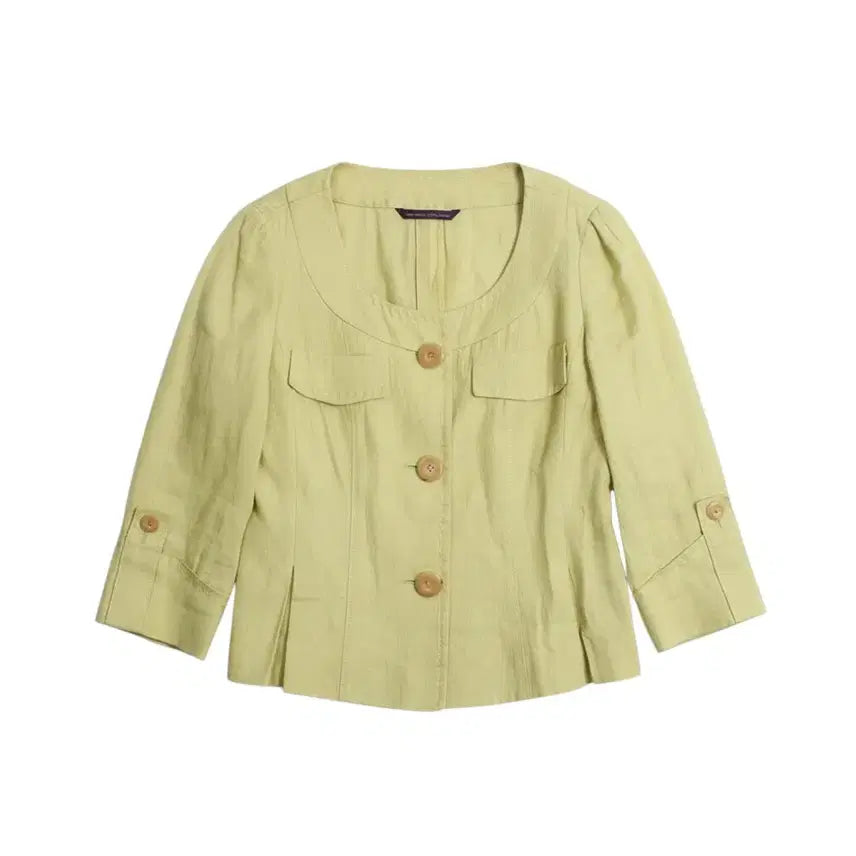 [BUNJANG] Women's Linen Round Neck Jacket / 여성55/ 아이잗 라운드넥 린넨자켓YE 37-26