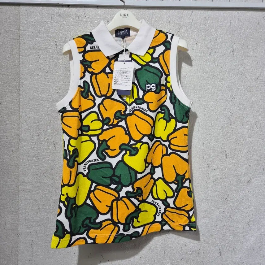 [BUNJANG] Fair Liar Pattern Sleeveless Collar T-Shirt / 파리게이츠 패턴 민소매 카라티
