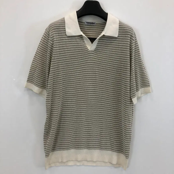[BUNJANG] Renoma Linen Blend Open Collar T-Shirt Size 110 / 레노마 오픈형 린넨카라티 110