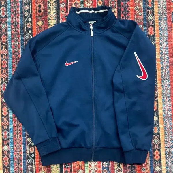 [BUNJANG] Nike Old School Full Swoosh Track Top Zip-Up (Navy/Red) / 나이키 올드스쿨 팔스우시 트랙탑 집업 (네이비/레드)