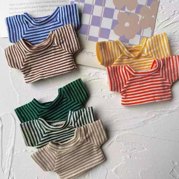 [BUNJANG] Striped Short-Sleeve T-Shirt for Dolls / 인형스트라이프반팔티셔츠 잔줄무늬반팔티인형옷 인형꾸미기