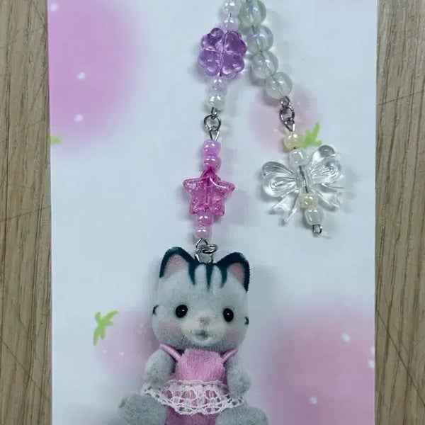 [BUNJANG] Sylvanian Families Gray Cat Keychain / 실바니안 그레이캣 키링