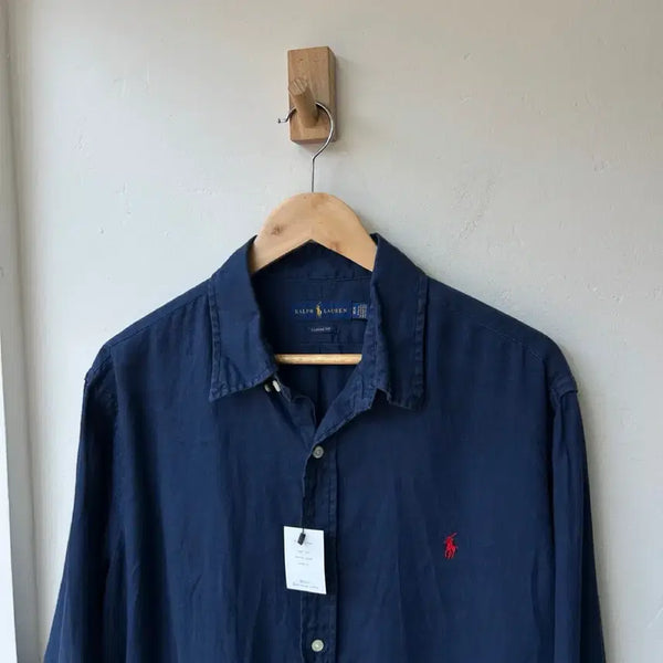 [BUNJANG] Polo Ralph Lauren Navy Linen Shirt / 17687 - 폴로 랄프로렌 네이비 린넨 셔츠