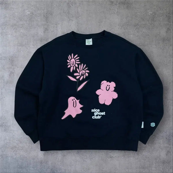 [BUNJANG] Nice Ghost Club Big Logo Navy Sweatshirt S / 나이스 고스트 클럽 빅로고 네이비 맨투맨