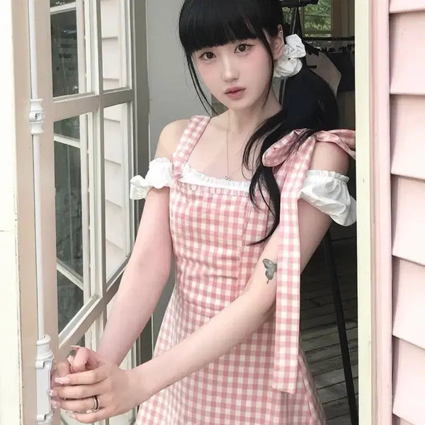 [BUNJANG] Kleesier Cranberry Checked Dress Pink S / 클리시어 크랜베리 체크 원피스 핑크 S 워니 착용