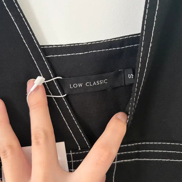[BUNJANG] Low Classic Midi Dress - Black White Stitch Detail / (새상품) 로우클래식 원피스