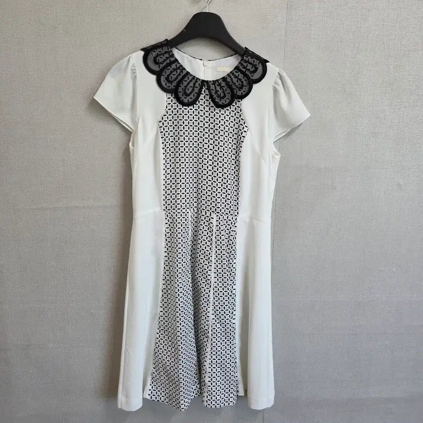 [BUNJANG] YEBIN Style Women's Color Block Short Sleeve Midi Dress / ysb 여성 러블리 카라 배색 반팔 마 미디 원피스 66 JJ3326