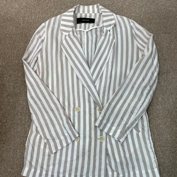 [BUNJANG] ZARA BASIC Women's Striped Double-Button Jumpsuit / ZARA BASIC