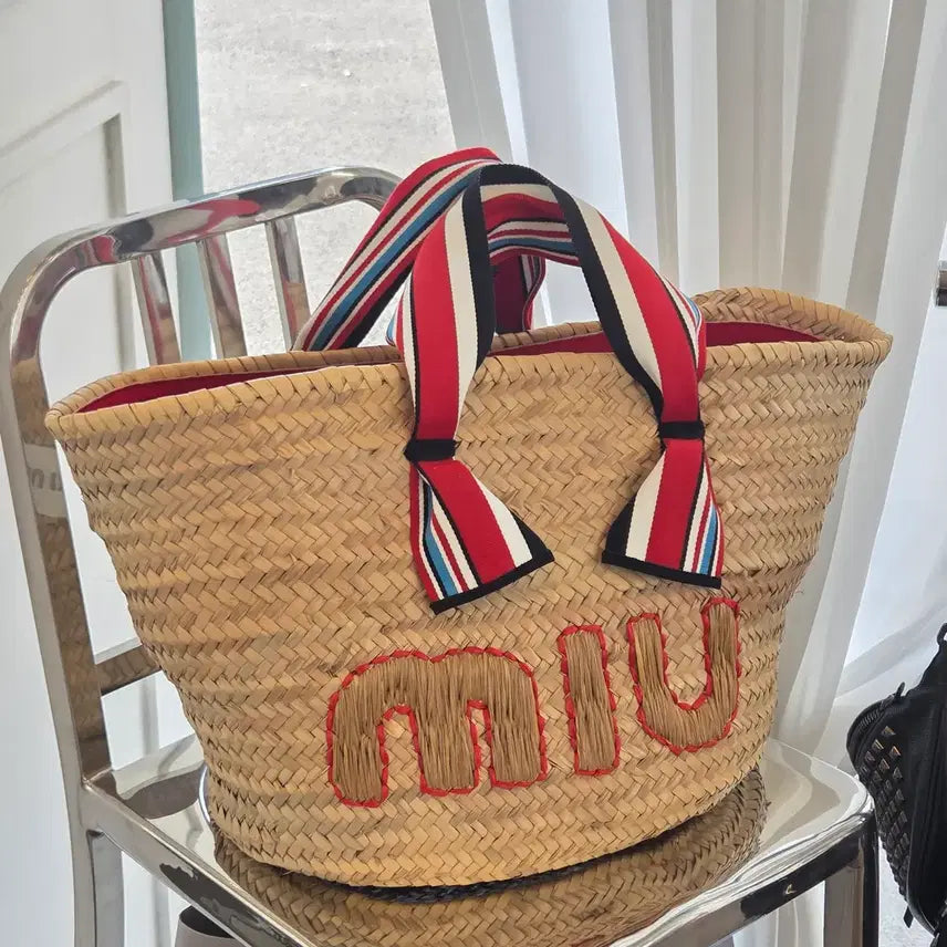 [BUNJANG] Miu Miu Woven Straw 5BG93 Raffia Bag / 미우미우 우븐 스트로우 5BG93 라탄백