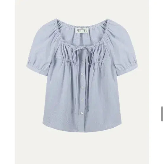 [BUNJANG] NOUN BETTER Shirring Ribbon Blouse Blue / 택ㅇ 노운베러 Shirring ribbon blouse Blue 새상품