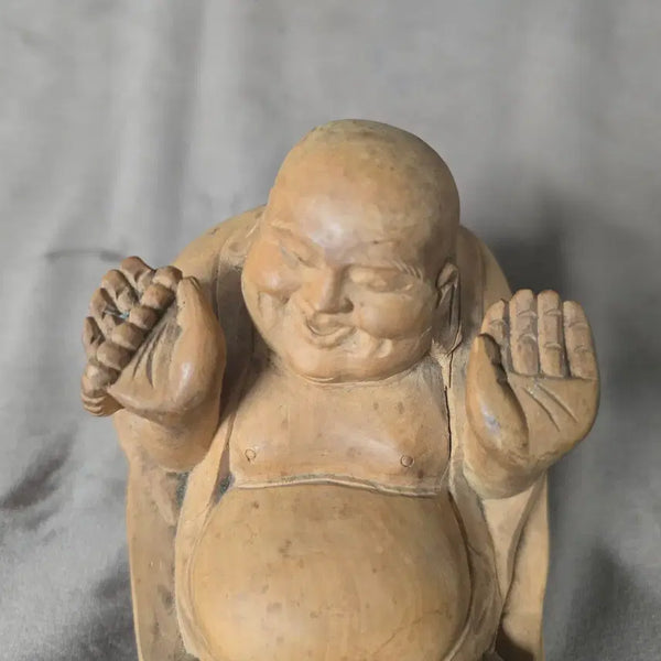 [BUNJANG] Hand-Carved Wooden Budai Statue / 원목 포대화상 목조각 인테리어 소품