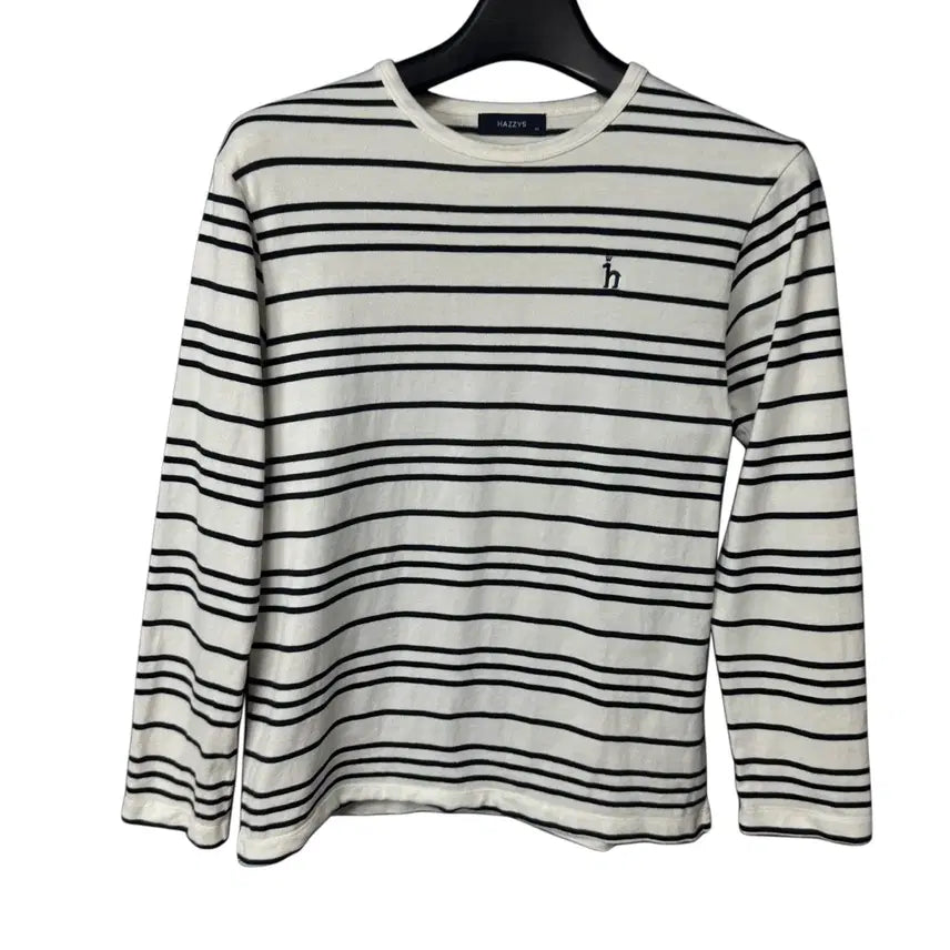 [BUNJANG] Hazzys Logo Stripe Long Sleeve T-Shirt / 95 헤지스 로고 스트라이프 긴팔 티셔츠