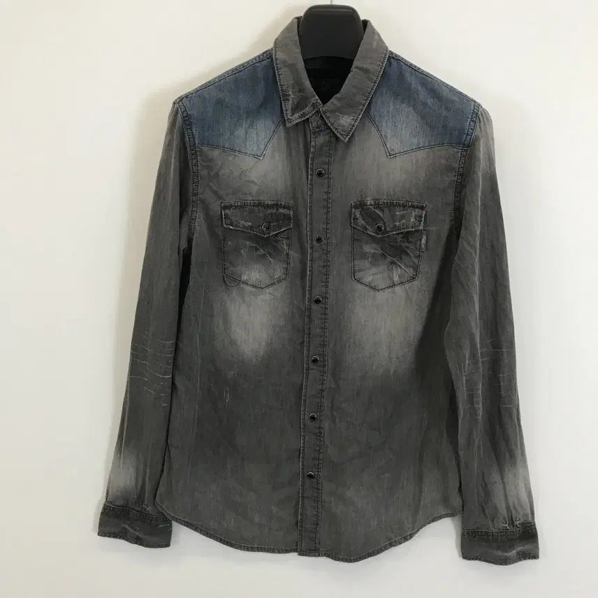[BUNJANG] Buckaroo Washed Denim Shirt - Black Blue - Size L / 버커루 워시드 데님셔츠 [L]